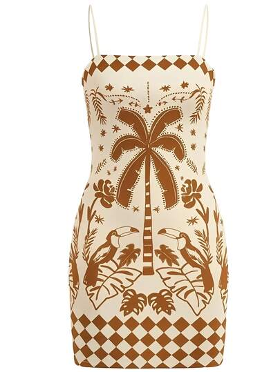 Vestido Mini Estilo Resort com Estampa Exclusiva