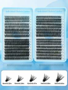 640 DIY Faux Mink Lash Clusters, D-Curl,8-16mm Mixed Lengths, Brightening Eyes For All Makeup. Pick Glue, Remover, Tweezers As Needed. Lightweight, Reusable & Cost-Effective, Beginner-Friendly For Daily Looks, Parties & Other Occasions. - 彩色 - 查看 5