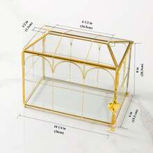 1pc Card Boxes With Slots Glass Wedding Greeting Card Box, 10.2 Inch Large Transparent Card Box, Gold Brass Gift Card Storage Box With Lock, Suitable For Wedding, Baby Shower, Birthday Party And Bridal Shower