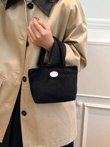 Small Tote Bag, 2025 New Vegetable Basket Tote Bag, Commuting Tote Bag, Office And Outdoor Snack Tote Bag - Black - View 6