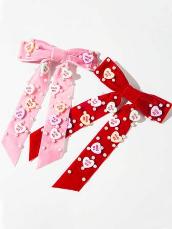 1PC Korean-Style Hair Clips With Flocking, High-End Pearl Inlays, Spring Clips And Heart-Shaped Letters Are Fashionable, Elegant And Versatile Hair Accessories