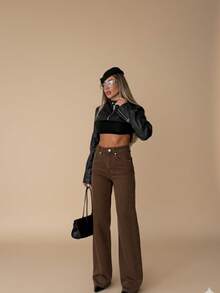 SQUALO Women's Blue Washed, Ripped, And Distressed Effect Jeans Street Style - Brown - View 3