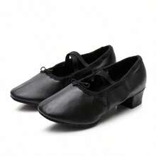 1 Paio di Scarpe da Ballo in Vera Pelle da Donna con Tacco, Adatte per Balletto, Danza del Ventre, Danza Folkloristica, Suola Morbida per Pratica in Interno - nero - Visualizzare 13