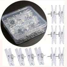 30pcs Transparent Push Pins Cork Board Decorative Thumb Pins Photo Document Map Office Classroom Home Craft Projects - Transparent - View 3