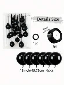 10 piezas de globos verdes oscuros de 18 pulgadas de 4D con cintas de poliéster verde oscuro y papel protector, portátiles para decoración de habitaciones, decoración de fiestas, decoración de bodas, reuniones familiares - Negro - Ver 5
