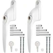 2 UPVC Window Handles - White Espag Handle, Shaft Length 43mm, Including Key, Universal Indoor And Outdoor UPVC Window - White -multi Spindles - View 6
