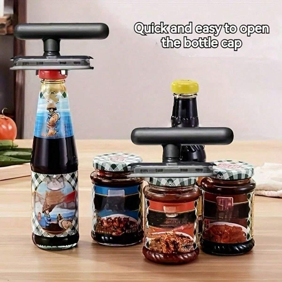 Stainless Steel Can Opener With Plastic Handle One Touch Open Design For Sealed Jars Fruit Cans  Efficient Household Kitchen Gadget No Sharp Edges Easy To Use Time Saving Durable - 1件黑色 - 查看 1
