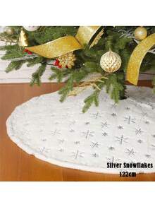 Falda para árbol de Navidad de 24/30/50 pulgadas con bordado de copos de nieve, decoración navideña, fiesta festiva - Multicolor - Ver 28