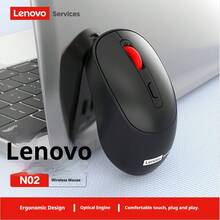 Mouse senza fili Lenovo N02 con connessione senza fili 2.4G, 4 pulsanti con forte capacità anti-interferenza, modalità di sospensione intelligente per una maggiore durata della batteria, portatile per uso in ufficio, laptop ottici, desktop e tablet.