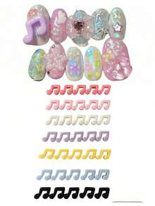 Random Mix 40Pcs Japanese Y2K Cartoon Cute White Yellow Purple Pink Rose Red Mini Musical Note Glossy Nail Art Charms Resin Decorations Diy Junk Phone Case Laptop Stationery Parts 3D Ornament Manicur Supplies - Multicolor - View 2