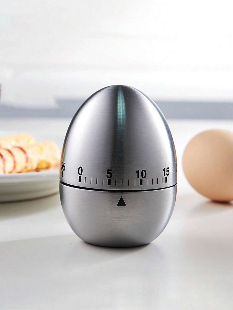 2个/1个创意厨房机械计时器，不锈钢蛋形/苹果形计时器，60分钟，学生烘焙烹饪提醒器