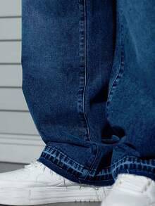 Men's Casual Straight Leg Washed Denim Jeans - Dark Wash - View 5