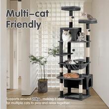 SUN YEE Cat Tree Tower Scratching Post Scratcher Condo House Bed 180cm Dark Grey - Dark Grey - View 11