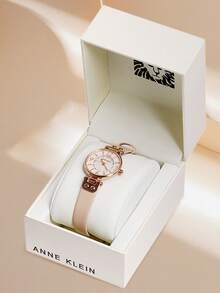 Anne Klein Đồng hồ đeo tay dây da dành cho nữ với mặt số dễ đọc Đồng hồ thạch anh dành cho nữ Đồng hồ công sở thông thường Đồng hồ chống nước dành cho nữ Vỏ tông vàng Đồng hồ analog có dây đeo có thể điều chỉnh - Hoa hồng vàng - Xem 8