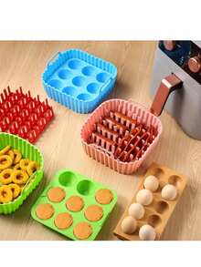 1/2 Packs Silicone Air Fryer Liner And Muffin Pan - Reusable Non-Stick Baking Pan With Cupcake/Square Molds, Suitable For Pressure Cooker/Air Fryer/Oven, Easy To Unmold And Clean - Multicolor - View 4
