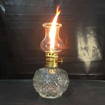 1 Retro Glass Oil Lamp Decorated With Crystal Oil Lamp