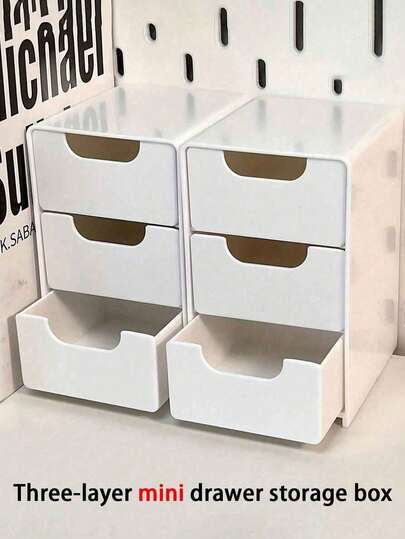 1 hộp đựng đồ để bàn bằng nhựa ABS ba tầng "Mini", có thể dùng để đựng đồ trang sức, phụ kiện tóc, hoa tai và các vật dụng nhỏ khác, đồ dùng nội thất, thích hợp cho văn phòng, phòng học, phòng ngủ, phòng tắm, hộp đựng đồ văn phòng, hộp đựng đồ trang sức, hộp đựng đồ trang điểm kiểu ngăn kéo - Đồ trang trí phòng ngủ mùa thu