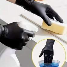 10/20/50/100pcs Black PVC Disposable Gloves - One-Time Use Cleaning Gloves, Suitable For Kitchen, Dishwashing, Household Cleaning, Latex-Free, Indoor & Outdoor, Kitchen Cleaning Gloves - Black - View 9