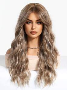 1 Piece Synthetic Heat-Resistant Hairpiece In Curly Gradient Pink Wig, 28 Inches Long, Made From Fiber, Suitable For Daily Use, Natural And Realistic Hairpiece. - Piano Color - View 2