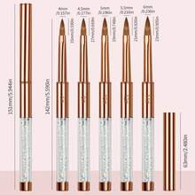Kolinsky Acrylic Nail Brush Set: Size 6,8,,10,12,14 Professional Manicure Brushes With Cleaner Tool & Rose Gold Rhinestone Handle For Acrylic Powder,Nail Extensions & 3D Carving - Salon & DIY Nail Art Essentials - Multicolor - View 2