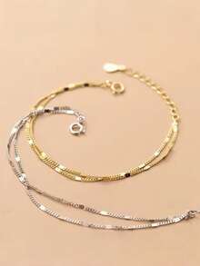 Luxury Double Bracelet For Women – Gold/Silver Plated - 銀色 - 查看 6