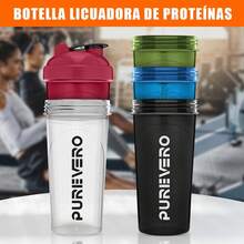 Paquete de 2 Shaker Proteina, 28 onzas Vaso, Con 1 Caja de Almacenamiento de Proteínas 2 Bolas Agitadoras, para Fitness y Deportes, A Prueba de Fugas (Shaker Proteina, Negro + Blanco) - Blanco + Blanco - Ver 5