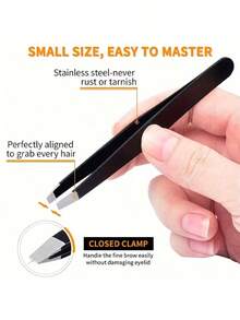 6件套眉睫修容套装，包含4把镊子、1把修眉剪、1把睫毛刷，专业眉睫塑形美容工具，小巧便携，适合家庭和商业用途（黑色），化妆品，价格实惠，可用于房间装饰、梳妆台、旅行、卧室、化妆配件、镊子，1套 - 彩色 - 查看 6