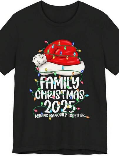 Christmas Santa Hat Tee, Family Matching Holiday Shirt, Pajama Party Outfit, Unisex Jersey T-Shirt