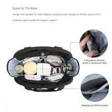 Quilted Shoulder Diagonal Crossbody Diaper Bag, Multi-Functional Waterproof Maternity Bag For Baby Travel, Insulated Bottle Holder, Stroller Bag - Multicolor - View 6