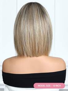 10 Inch Piano Color Short Bob Wig, Dark Roots, Heat Resistant Synthetic Wig, Suitable For Women's Daily Wear, School And Music Festival Celebrations, Graduation And Holiday Gifts, Exquisite Accessory - 間色 - 查看 6