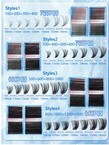 Bộ mi giả lông chồn D-Curl 720/666/648 sợi, bao gồm keo, chất làm kín, nhíp, cọ mi, dễ dàng tự làm cho người mới bắt đầu, tạo vẻ mềm mại tự nhiên, mi dày dặn, mềm mại và có thể tái sử dụng, tiện lợi, phù hợp với mọi kiểu trang điểm mắt. - Nhiều màu - Xem 9