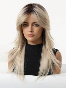 渐变蝴蝶22英寸长假发，合成刘海，100%进口化纤发丝，100%天然发丝，适合角色扮演、节日、Y2K、万圣节等场合。 - 漸層 - 查看 8