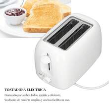Tostadora de pan, tostadora eléctrica de dos ranuras, seis ajustes de tostado, funcionamiento automático, diseño portátil, apta para uso doméstico y en la oficina. - Blanco - Ver 8