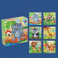6-Sided Wooden Cube Puzzle, 9pcs Cubes With Ocean Animal Theme, Children's Educational Toy To Develop Focus, Categorization And Logical Thinking Skills, Great Gift Idea - Multicolor - View 11
