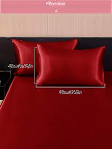 2pcs Premium Silky Satin Envelope Pillowcases Set, Soft Breatheable Wrink-Free Better For Hair Skin Sleep, Pillow Covers Without Filling, Machine Washable, Oeko-Tex Certified, Red - Red - View 14