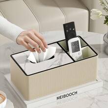 Faux Leather Tissue Box Cover With Storage Compartment – Rectangular Design, Fits Most Tissue Boxes, Suitable For Home Use (Living Room, Bedroom, Study, Bathroom, Dining Room) - Multicolor - View 5