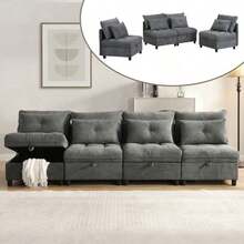 Sofas & Couches - Antique Gray + Foam + 4 Seat + Chenille - View 8