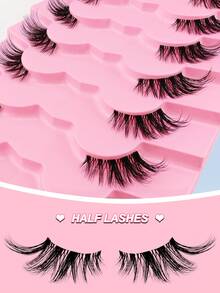 7 Pairs 1/2 False Eyelashes, Transparent Eyelash Stems, 18mm Cat Eye Extended Length, 3/4 Corner Lashes, Natural Look - Lông mi  mắt mèo - Xem 6
