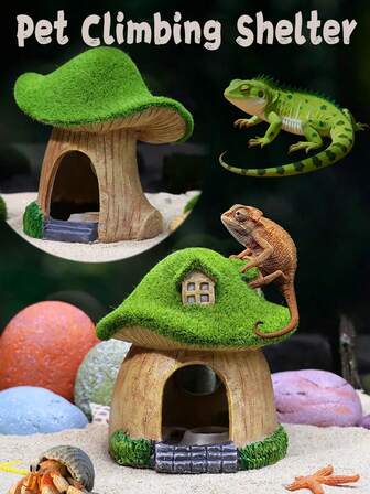 Resin Aquarium For Climbing Pet Shelter, Ornamental Climbing Pet Box, Landscape Decoration, Moss, Mushroom Shelter, Velvet Moss