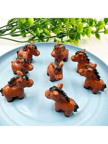 5/10/20个迷你马摆件，树脂材质，适用于仙女花园、苔藓景观装饰，DIY工艺品，家居装饰 - 彩色 - 查看 3