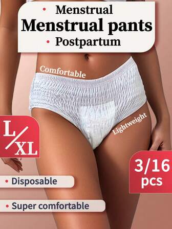 3/16 st, Dambindor, Trosbindor för natten, Oparfymerade, Stor absorptionskapacitet, Familjestorlek, Läckagesäkra mensunderkläder, Absorberande underkläder