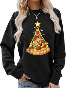 Item Picture Womens   Christmas Sweater Italian Themed Pizza Party Out (2) - Black - View 1