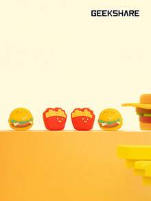 GeekShare 4个汉堡薯条图案 Joy-Con 摇杆帽，兼容 /OLED/Lite - 彩色 - 查看 3