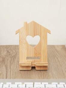 1 pièce Support de téléphone en bois massif personnalisé Nouvelle Maison d'Amour - Base de téléphone de bureau mignonne avec nom gravable, réutilisable, convient pour le bureau et la maison, indispensable pour les personnes paresseuses, idéal pour les cadeaux créatifs, commémoratifs et de célébration - Kaki - Voir 6