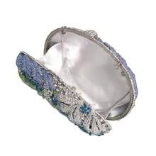 Sparkly Crystal Evening Clutch Luxury Flower Rhinestone Evening Bags Wedding Formal Party Handbags Purses - Baby Blue - View 6