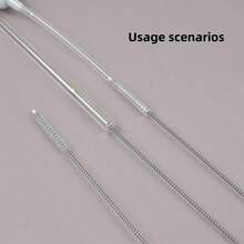 Escova de Limpeza de Garrafa e Canudo de Aço Inoxidável de 17,5 cm/6,88 pol., Escova de Cerdas Macias em Espiral para Limpeza de Pequenos Furos e Frestas