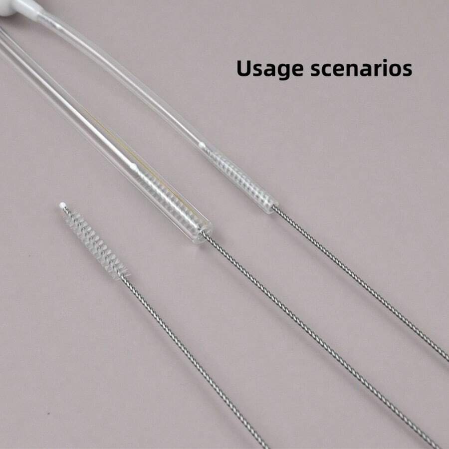 Escova de Limpeza de Garrafa e Canudo de Aço Inoxidável de 17,5 cm/6,88 pol., Escova de Cerdas Macias em Espiral para Limpeza de Pequenos Furos e Frestas