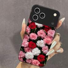 fundas para iphone 13, 13 Pro Max, 13 mini, Pro 17, 16, 15, 14, 12, 11, XS, XR Plus; Compatibles con  Galaxy S21, S22, S23, S24, S25, FE, ULTRA, PLUS, A03S, A05S, A07, A11, A12, A13, A14, A15, A16, A17, A22, A23, A26, A31, A32, A34, A35, A36, A73, A06, A52 y A53. Fabricada con material de cristal de primera calidad y con un diseño floral, esta funda trasera de bordes suaves presenta un diseño lujoso y elegante, lo que la convierte en un regalo de Navidad ideal para mujeres y familiares. - Negro - Ver 9