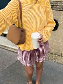 Fall Women's Two-Tone Design Sweater, Loose Round Neck Comfortable And Versatile Pullover Top, Vacation And Exquisite Outing, Business Casual Women, Thanksgiving, Christmas