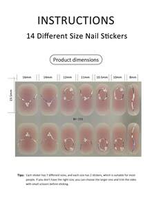 全贴式指甲油贴纸 1张套装 夏季美甲贴纸 自粘式指甲油贴纸 防水持久 时尚凝胶美甲贴 DIY美甲 - 紫紅色 - 查看 4